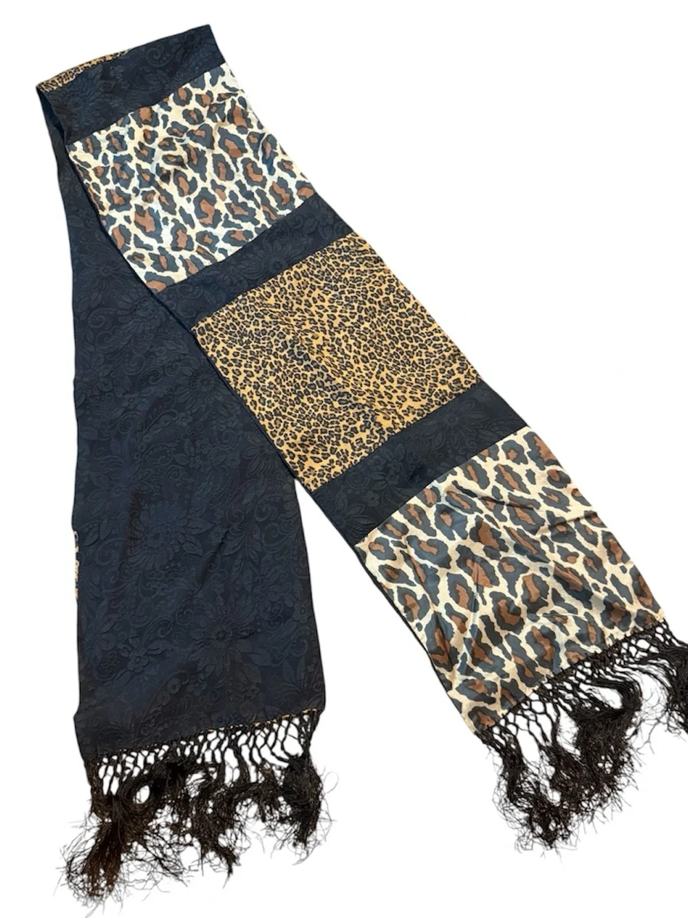 1990’s Vintage Animal Print Oblong Fashion Scarf, Mixed Prints, 60”